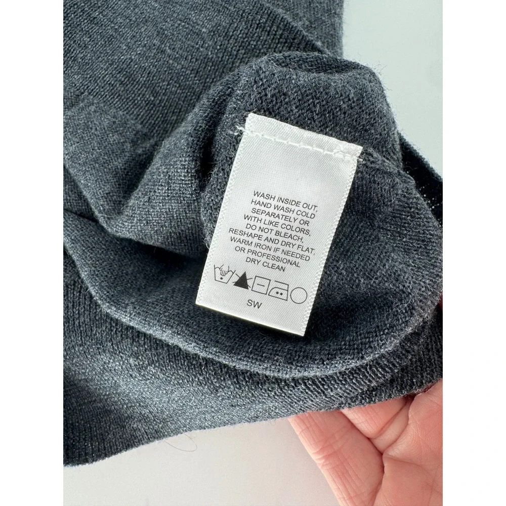 Alan Flusser Mens Merino‎ Wool Mock Neck Sweater Charcoal Gray Size M - Picture 5 of 6